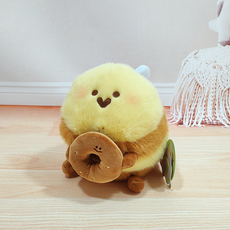 Λούτρινο μέλισσα κούκλα — ζωάκι με κοντή γούνα, γέμισμα PP βάμβακι, κατάλληλο για 7–14 ετών