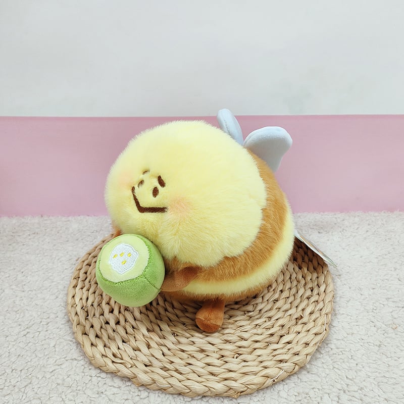 Λούτρινο μέλισσα κούκλα — ζωάκι με κοντή γούνα, γέμισμα PP βάμβακι, κατάλληλο για 7–14 ετών