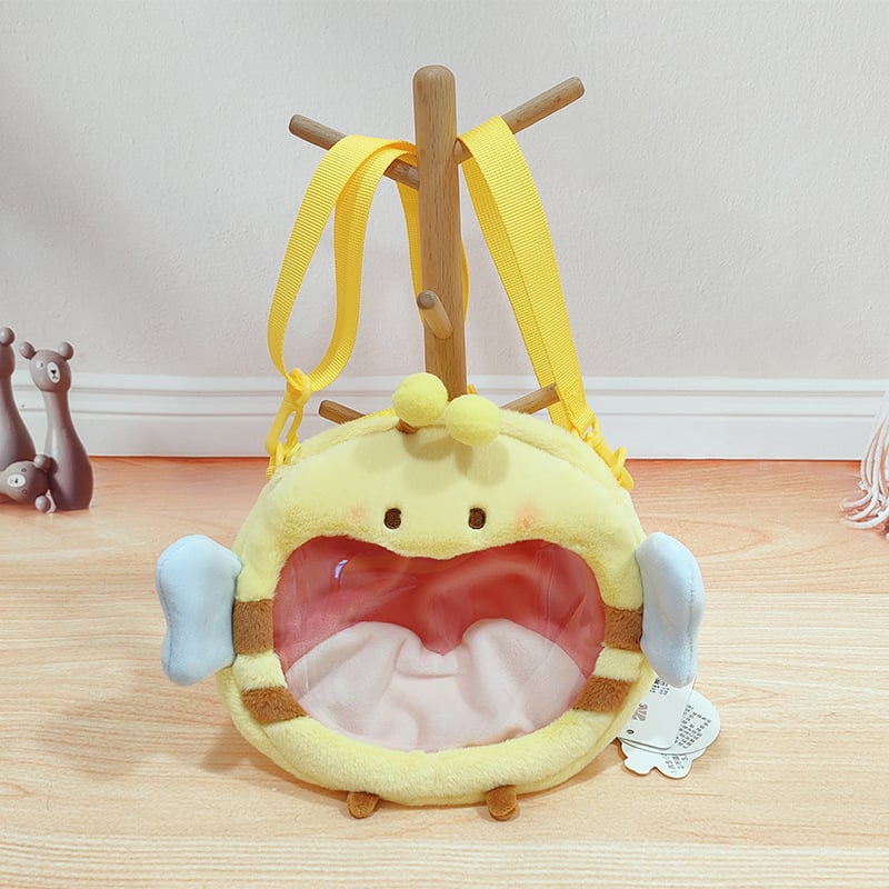 Λούτρινο μέλισσα κούκλα — ζωάκι με κοντή γούνα, γέμισμα PP βάμβακι, κατάλληλο για 7–14 ετών