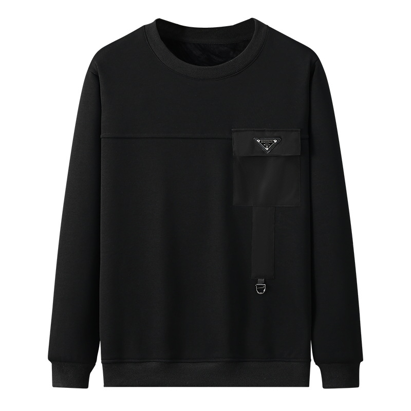 Пуловер суитшърт, с флийсова подплата, тежък памук, свободна кройка, зима