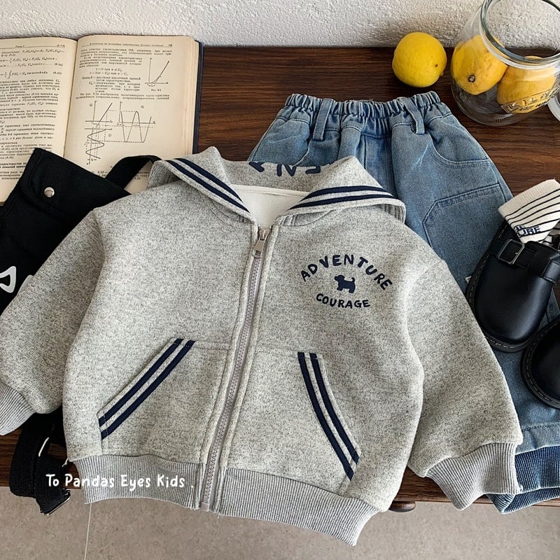 Παιδικό μπουφάν με κουκούλα και φερμουάρ, επένδυση φλίς, παχύ πολυεστέρας, Unisex, χειμώνας