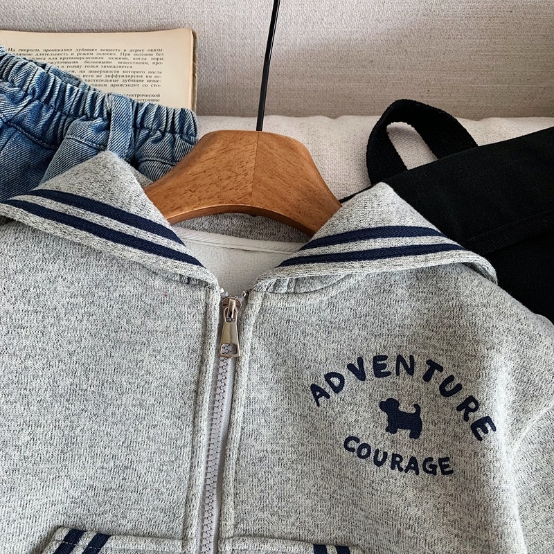 Παιδικό μπουφάν με κουκούλα και φερμουάρ, επένδυση φλίς, παχύ πολυεστέρας, Unisex, χειμώνας