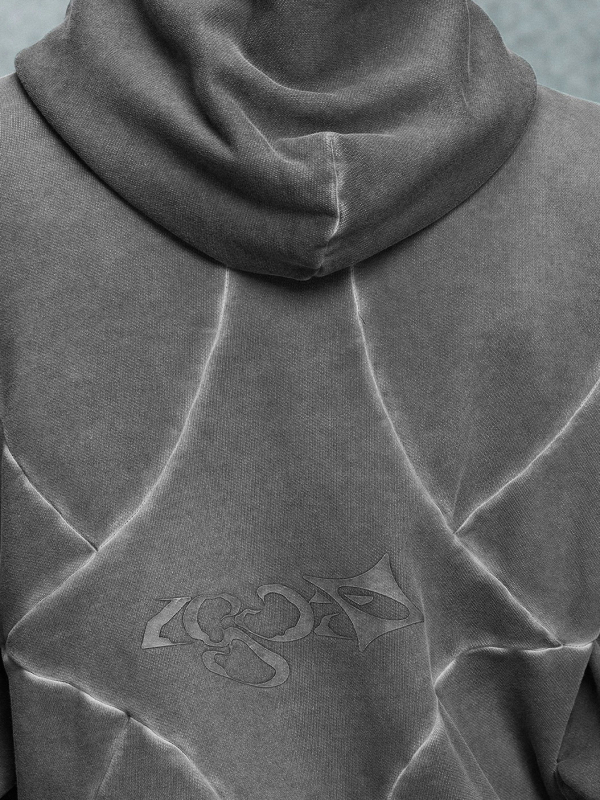 Суитшърт с качулка и цип, свободна кройка, печат с букви, джоб-патч