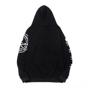 Hanorac cu glugă și fermoar, imprimeu craniu, din amestec de bumbac, croi lejer