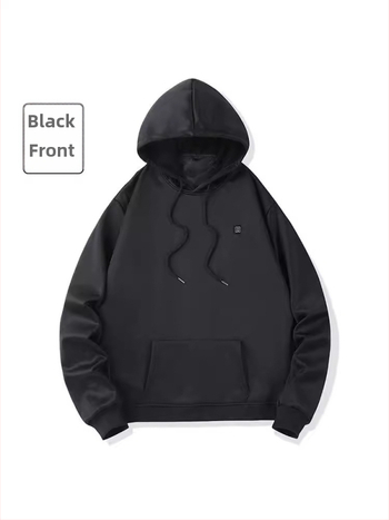 Пуловер с качулка, USB отопление, полиестер флис (Зимна версия 2024; Полиестер 91–95%; Флис; У-образно деколте; Дълги ръкави)