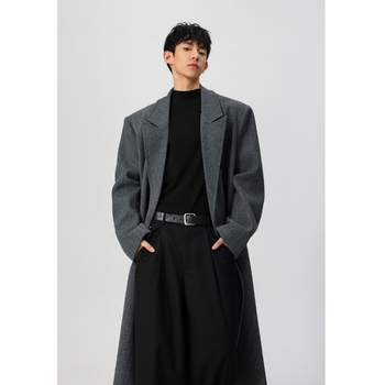 Vyriskas corduroy paltas, laisvas kirpimas, švarko apykaklė, ruduo 2024