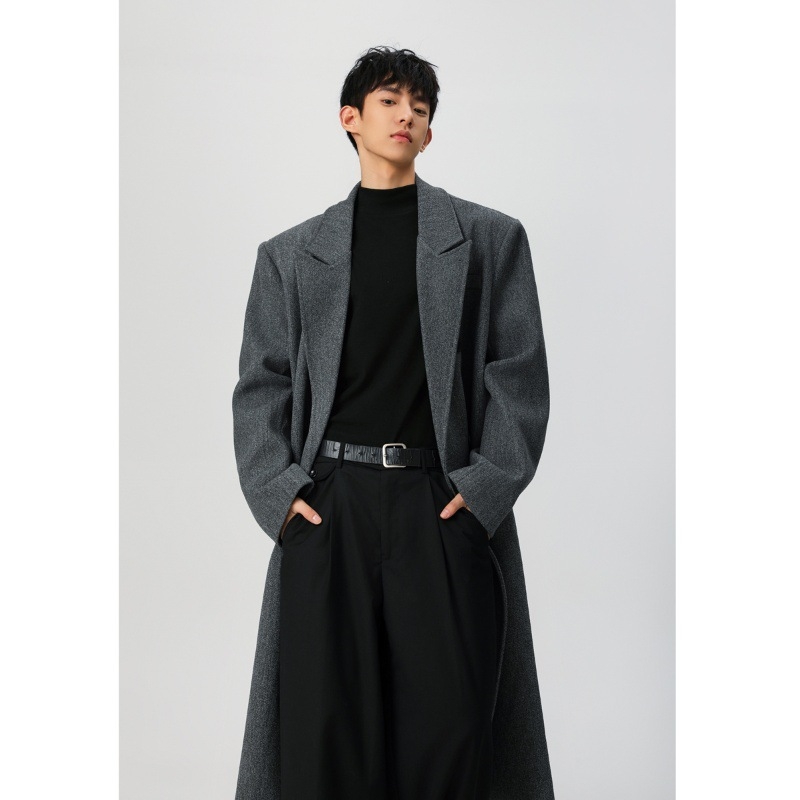 Vyriskas corduroy paltas, laisvas kirpimas, švarko apykaklė, ruduo 2024