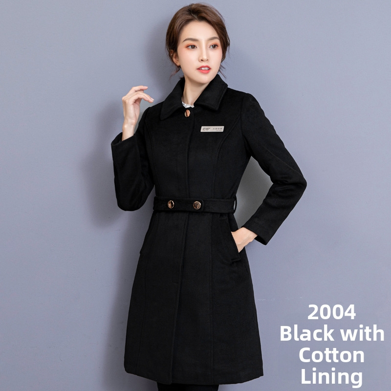 Unisex obchodný kabát z bavlno-polyesterovej zmesi, odvádza vlhkosť, stredná dĺžka, štíhly strih, vhodný do hotelov a práce, jeseň-zima-jaro