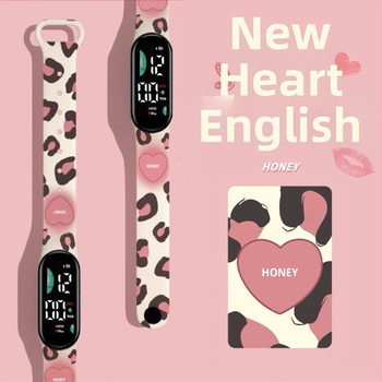 Ceas electronic cu desen animat Pacha Dog, pentru elevi, afișaj LED, curea din silicon, cadran dreptunghiular, rezistent la apă 10 m