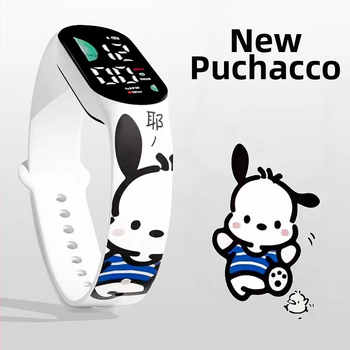 Ceas electronic cu desen animat Pacha Dog, pentru elevi, afișaj LED, curea din silicon, cadran dreptunghiular, rezistent la apă 10 m