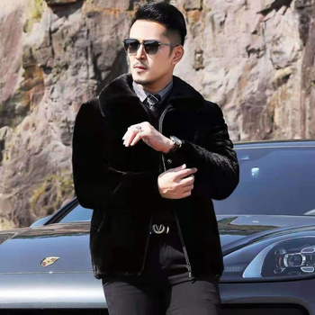 Мъжко палто от изкуствен косъм, имитация Mink, с качулка, британски стил, дължина 50–65 cm, закопчаване с цип, джобове с цип, право изделие