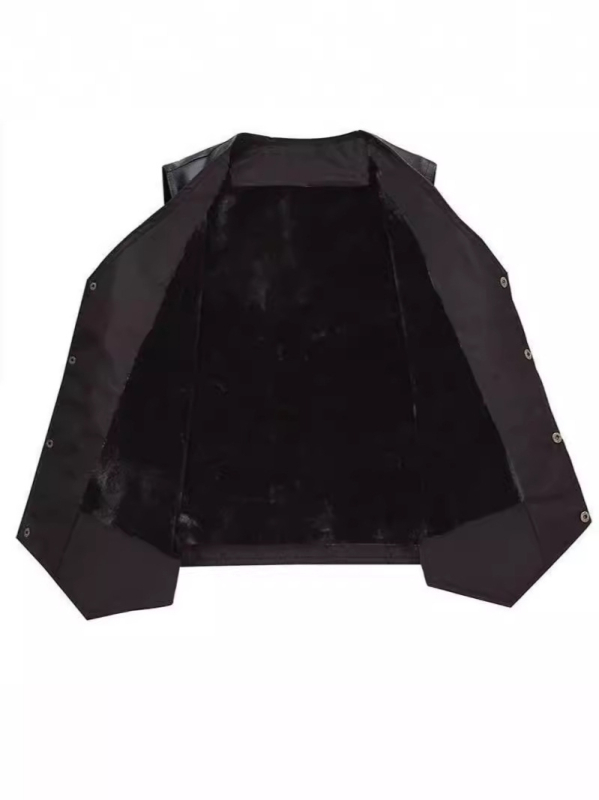 Muška vesta s flis podstavom, debela, V-izrez, minimalistički casual stil, svestrana uporaba