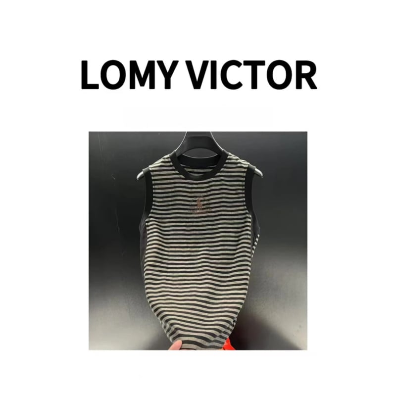 Мъжки безръкав потник от полиестер с райета — свободна кройка, лято