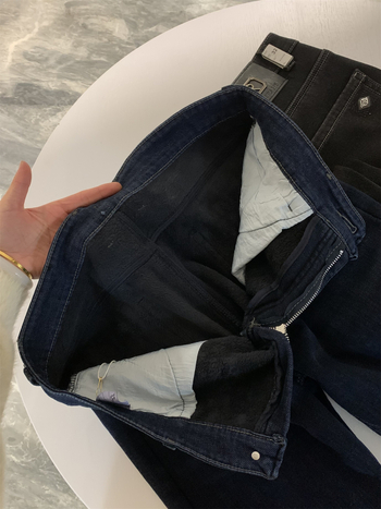 Muške farmerice s ravnim krojem, unutarnji flis, pamuk denim, zip zatvarač, niski struk