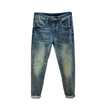 Мъжки дънки с подплата от флис, деним, tapered кройка, средна талия, зимна колекция 2025, микроеластични