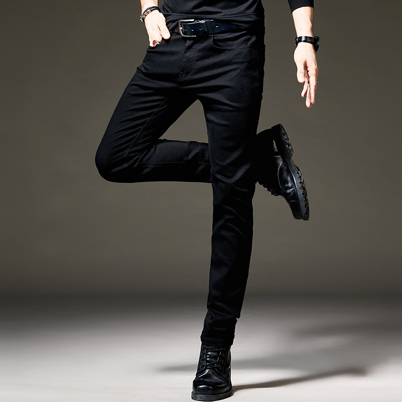 Muške traperice u korejskom stilu s fleec navlakom, uski kroj (slim fit) i ravne nogavice, elastični denim