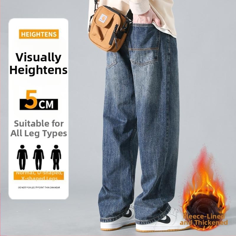 Дънки с права кройка от деним, средна талия, микроеластични, японски стил работно облекло, за свободно време