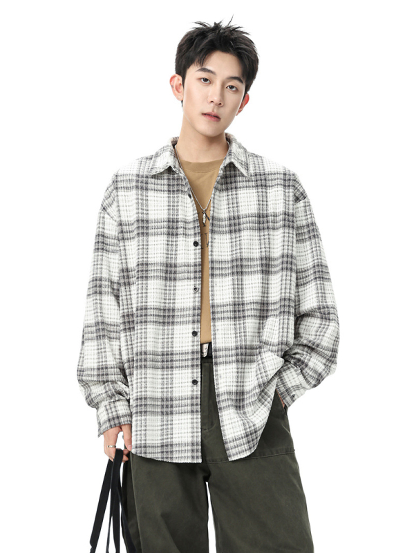 Laza szabású corduroy ing-jacka négyzetes mintával, lapos gallér, poliészter 96%