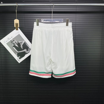 Férfi nyári rövidujjú ing és rövidnadrág szett, blokkos csíkos mintázat, laza szabás, lélegző anyag