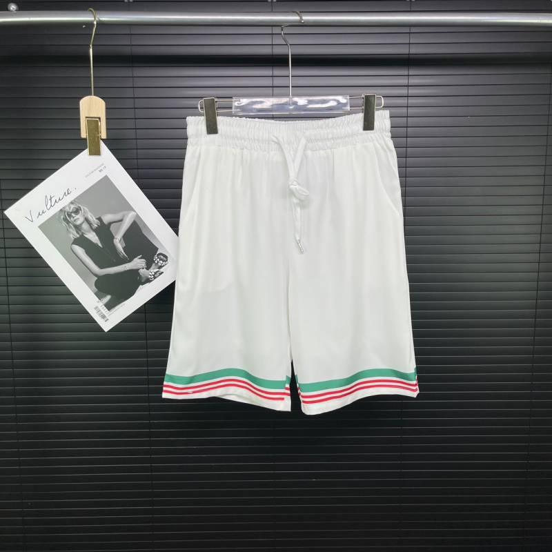 Férfi nyári rövidujjú ing és rövidnadrág szett, blokkos csíkos mintázat, laza szabás, lélegző anyag