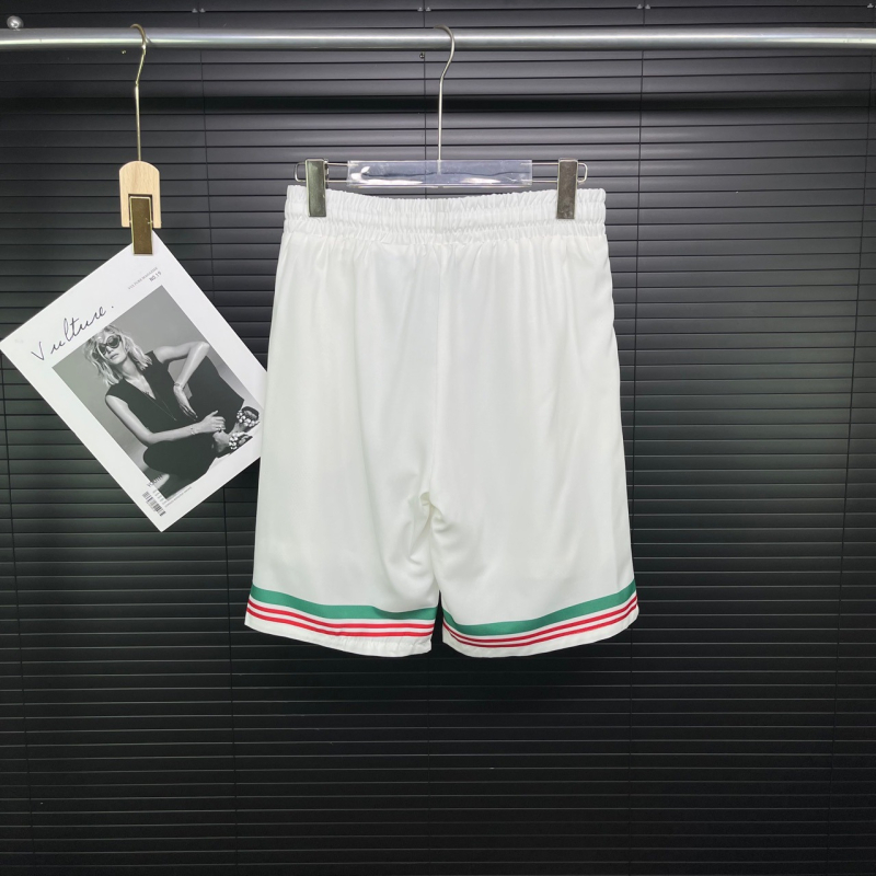 Férfi nyári rövidujjú ing és rövidnadrág szett, blokkos csíkos mintázat, laza szabás, lélegző anyag