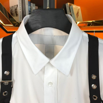 Férfi 100% pamut hosszú ujjú ing, slim fit, hegyes gallérral, színek összehangolt mintázattal