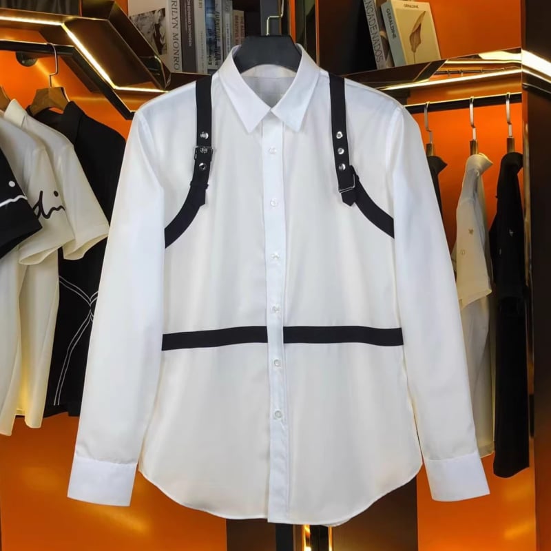 Férfi 100% pamut hosszú ujjú ing, slim fit, hegyes gallérral, színek összehangolt mintázattal