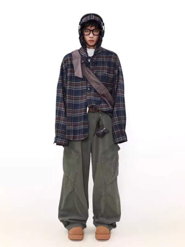 Ing-kardigán kockás mintával, hosszú ujjú, reveres gallérral, laza sziluettel, poliészter