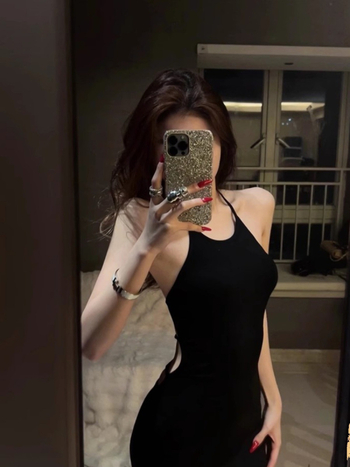 Рокля халтер Ice Silk, набрана талия, средна дължина, без ръкави