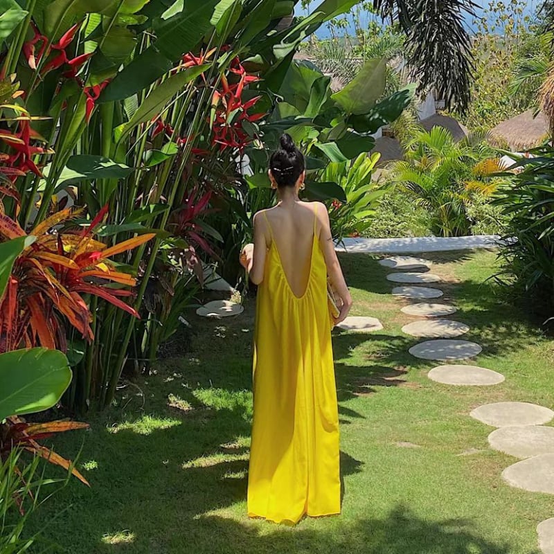 Дълга А-линейна рокля, без ръкави, свободна талия, детайл колаж/сплайсинг