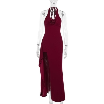 Rochie fără mâneci cu guler rotund, model monocrom, siluetă talie medie, țesătură Tr