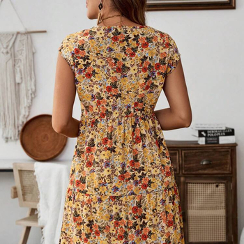 Ženska midi haljina bez rukava s elastičnim strukom, s točkastim uzorkom, od poliestera i vinilona