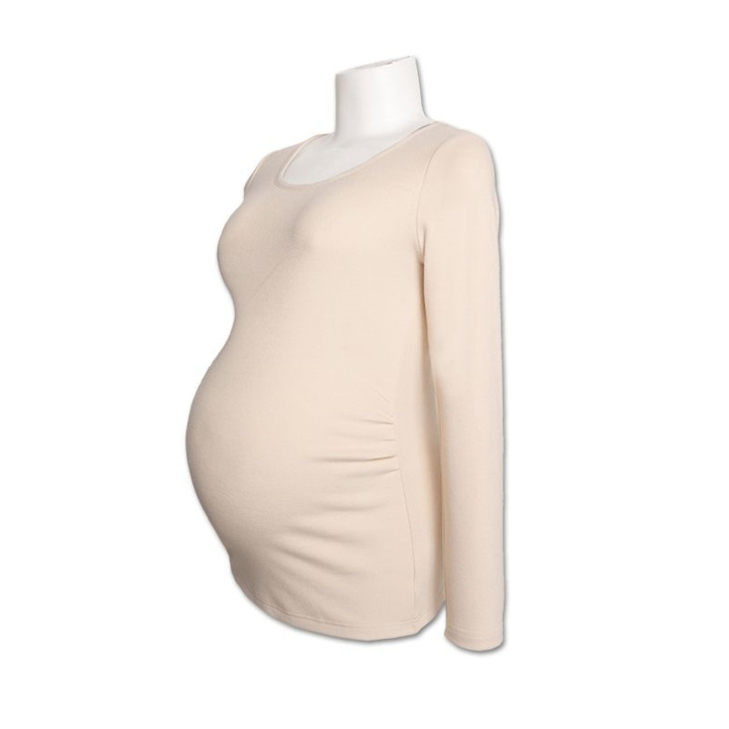 Nėščiųjų pagrindinis topas – pavasaris-rudenis 2025, siauras kirpimas, ilgos rankovės, poliesterio ir spandekso mišinys, 90–95% poliesterio