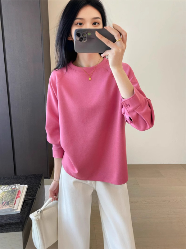 Női pulóver-sweatshirt hosszú ujjú raglán, körkörös nyak, hossz 50–65 cm