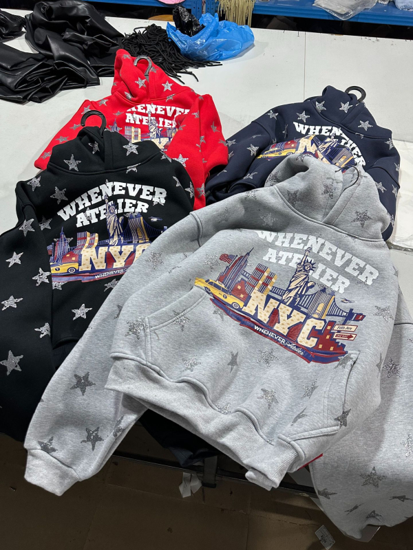 Hoodie s kapuljom sa zvjezdanim otiskom, digitalni ispis, debeli pliš materijal, 95% pamuk, jesenska 2025 izdanje