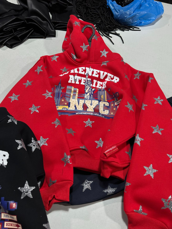 Hoodie s kapuljom sa zvjezdanim otiskom, digitalni ispis, debeli pliš materijal, 95% pamuk, jesenska 2025 izdanje