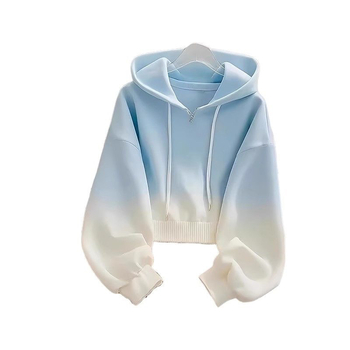 Dopamine ženski zip hoodie s plavim gradientom, oversize, ležerni kroj, korejski stil, udoban izgled za ranu jesen