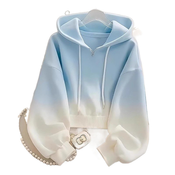 Dopamine ženski zip hoodie s plavim gradientom, oversize, ležerni kroj, korejski stil, udoban izgled za ranu jesen