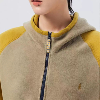 Női kapucnis cipzáros pulóver dzseki, vastag polár bélés, patchwork dizájn, laza szabás, poliészter szövet