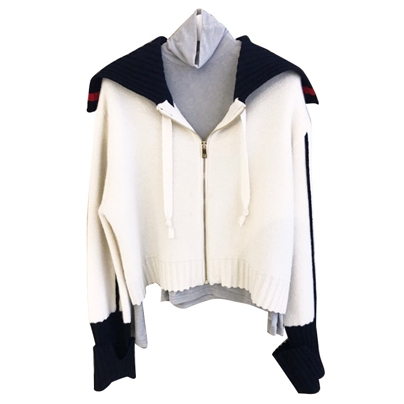 Kötött kardigán pulóver, szabad szabású, hosszú ujjú, reveres gallér, elöl cipzárral