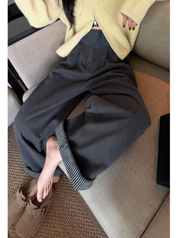 Trudničke hlače od vunenog materijala, s podrškom za trbuh, debela flis podstava, udoban slobodan kroj, ravne široke nogavice