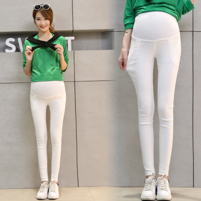 Trudničke hlače s potporom trbuha, tkanina od pamuka-mješavine, uski kroj, 71-80% pamuka