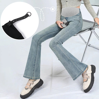 Trudničke hlače od denima s visokim elastičnošću, mikro-flare kroj, podrška za trbuh (Denim 95%+, sve sezone)