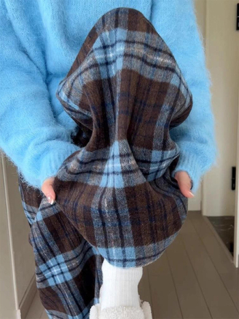 Παντελόνια εγκυμοσύνης με φλις εσωτερική επένδυση, καρό μοτίβο, ίσια γραμμή, υποστήριξη κοιλιάς, πολυεστέρας 95%+, για τον χειμώνα