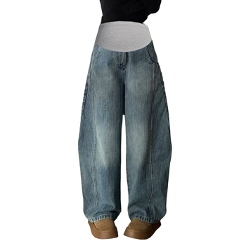 Hua Le τζιν μητρότητας από ντένιμ με στήριξη κοιλιάς, ελεύθερο κόψιμο, βαμβακερό ντένιμ