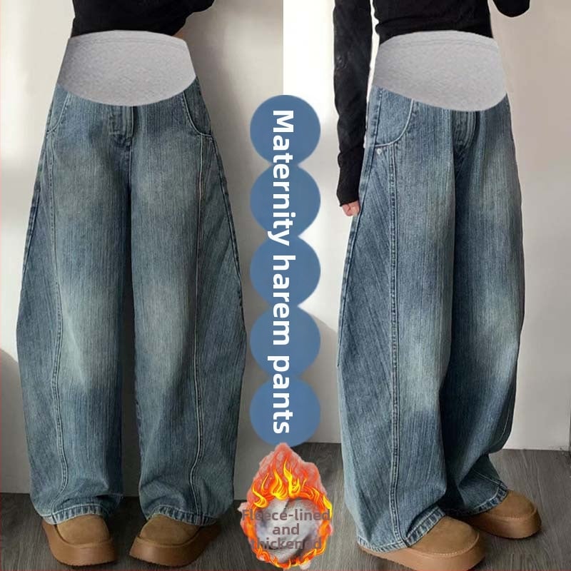 Hua Le τζιν μητρότητας από ντένιμ με στήριξη κοιλιάς, ελεύθερο κόψιμο, βαμβακερό ντένιμ
