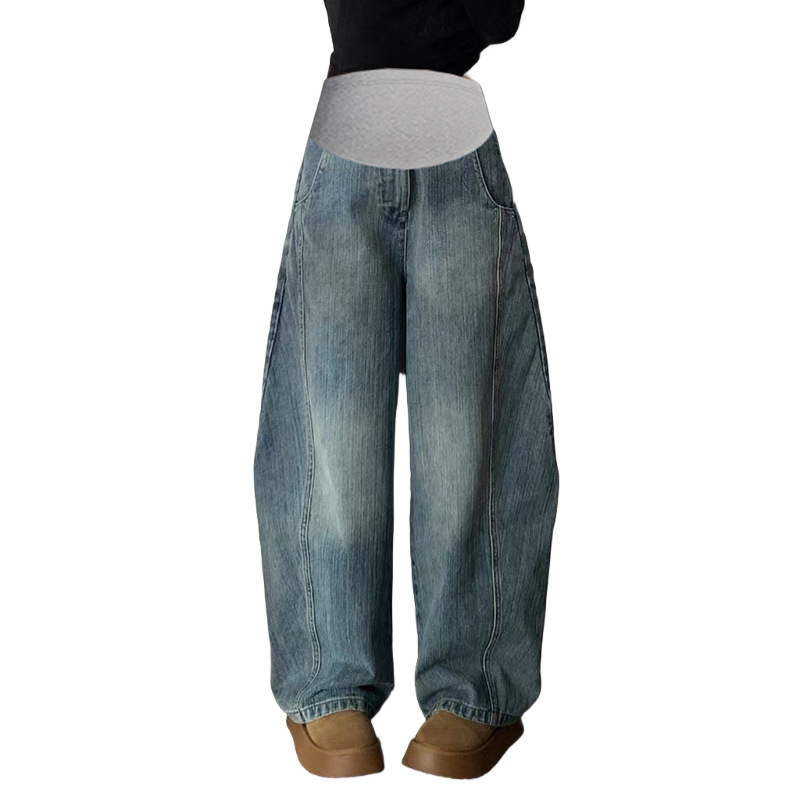 Hua Le τζιν μητρότητας από ντένιμ με στήριξη κοιλιάς, ελεύθερο κόψιμο, βαμβακερό ντένιμ