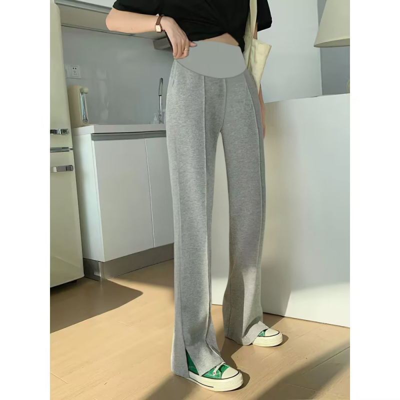 Παντελόνια εγκυμοσύνης με σχισμή στα πλάι, ίσιο κόψιμο, στήριξη κοιλιάς, επένδυση φλίς, ίνες βισκόζης