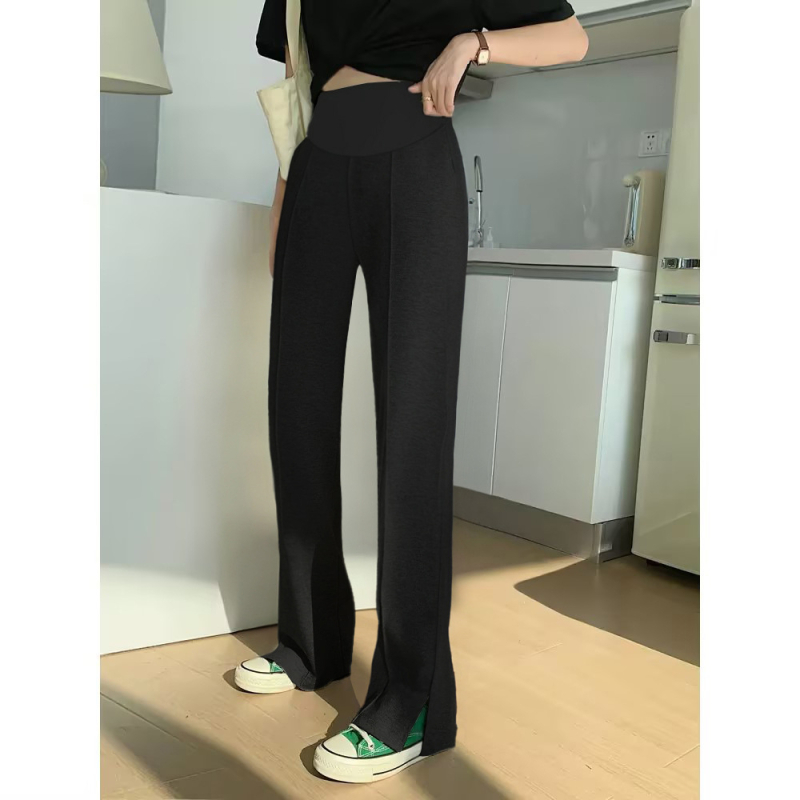 Παντελόνια εγκυμοσύνης με σχισμή στα πλάι, ίσιο κόψιμο, στήριξη κοιλιάς, επένδυση φλίς, ίνες βισκόζης