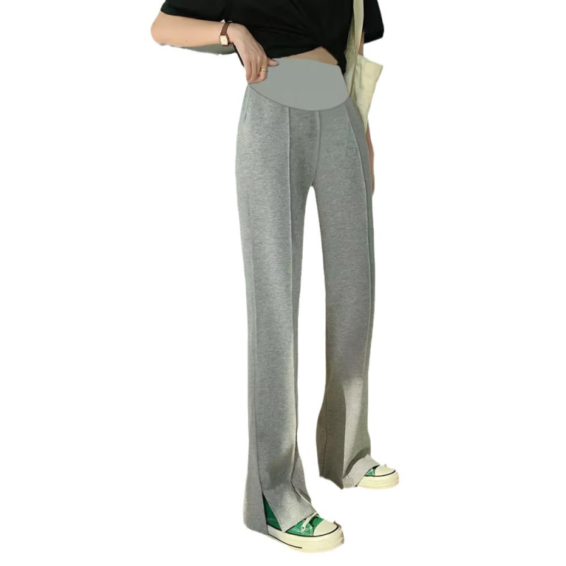 Παντελόνια εγκυμοσύνης με σχισμή στα πλάι, ίσιο κόψιμο, στήριξη κοιλιάς, επένδυση φλίς, ίνες βισκόζης